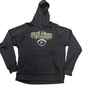 X-Grain Black Falcon Football Pullover Hoodie Men's XL Embroidered